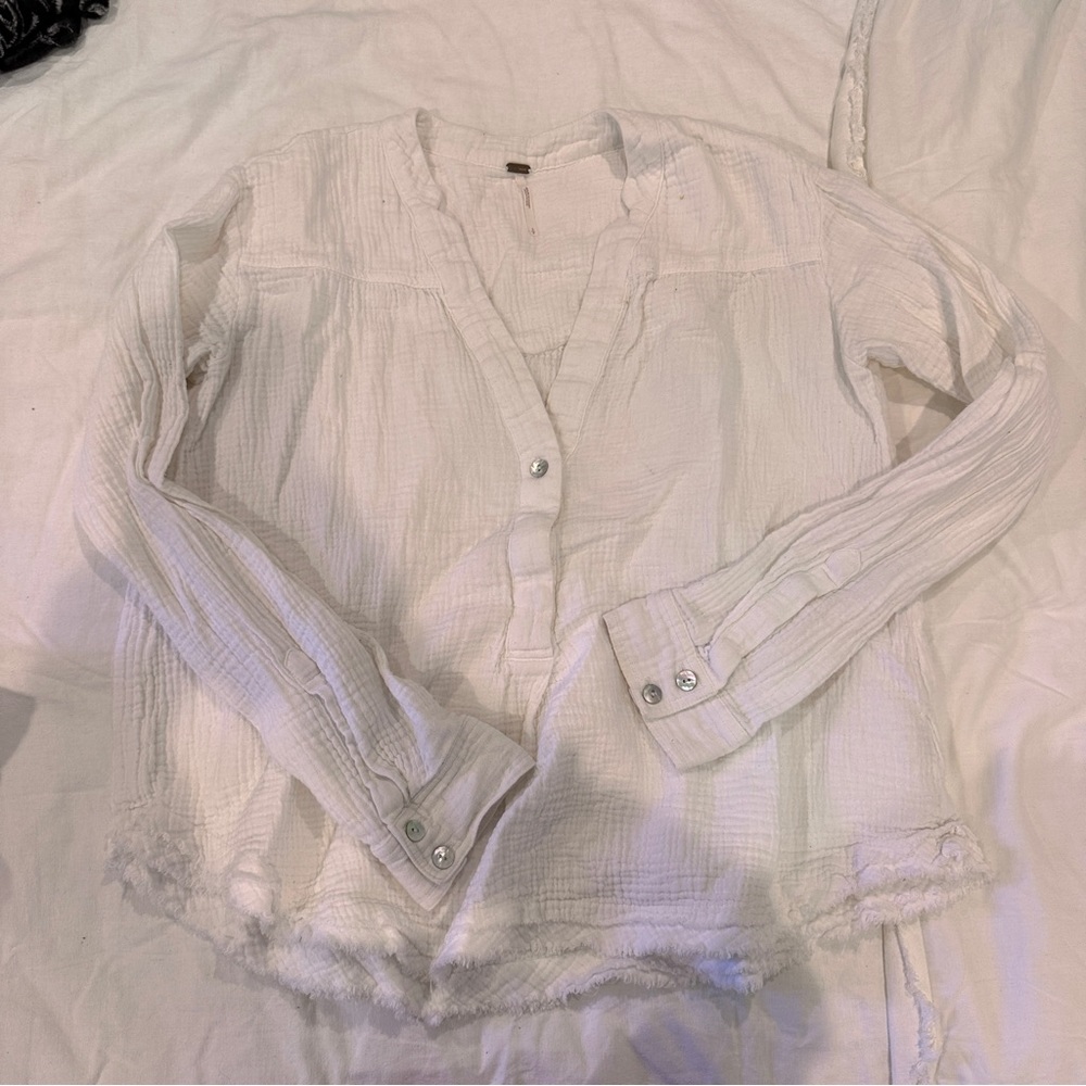 Free people white gauze top